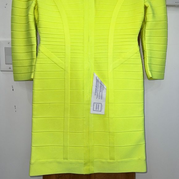 🆕 Hervé Leger Neon Yellow Nathalia Night Out Dress - Picture 9 of 12